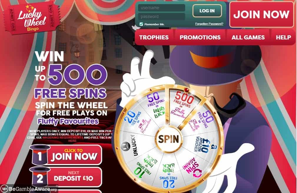 Lucky Wheel Bingo home page Lucky Wheel Bingo home page