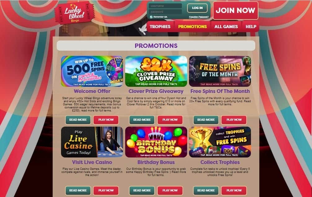 Lucky Wheel Bingo promotions