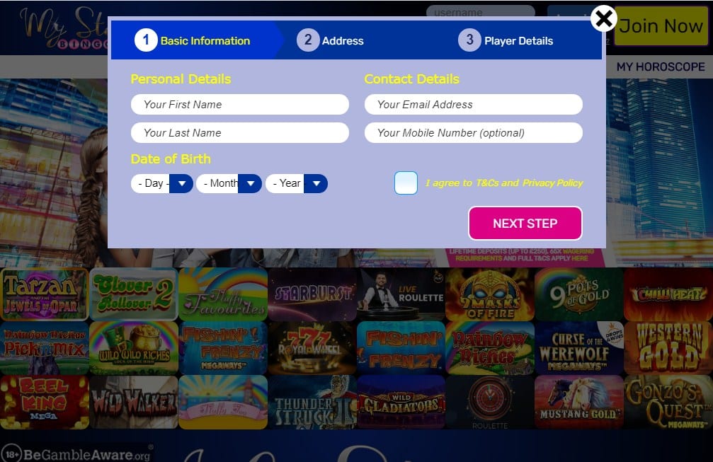 My Stars Bingo sign up My Stars Bingo sign up