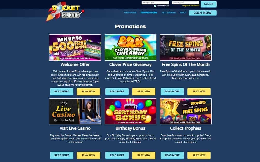 Rocket Slots promotions