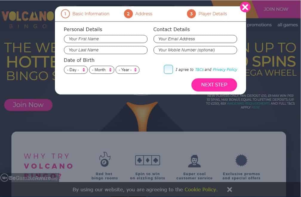 Volcano Bingo signup Volcano Bingo signup