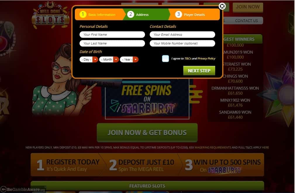 Well Done Slots sign up Well Done Slots sign up