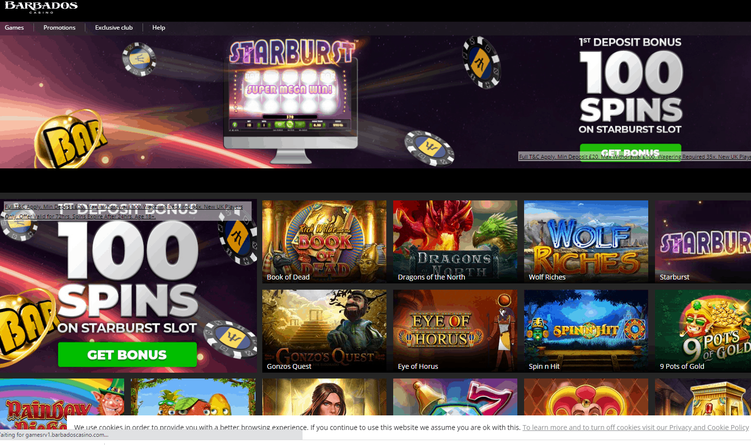 Barbados Casino games page