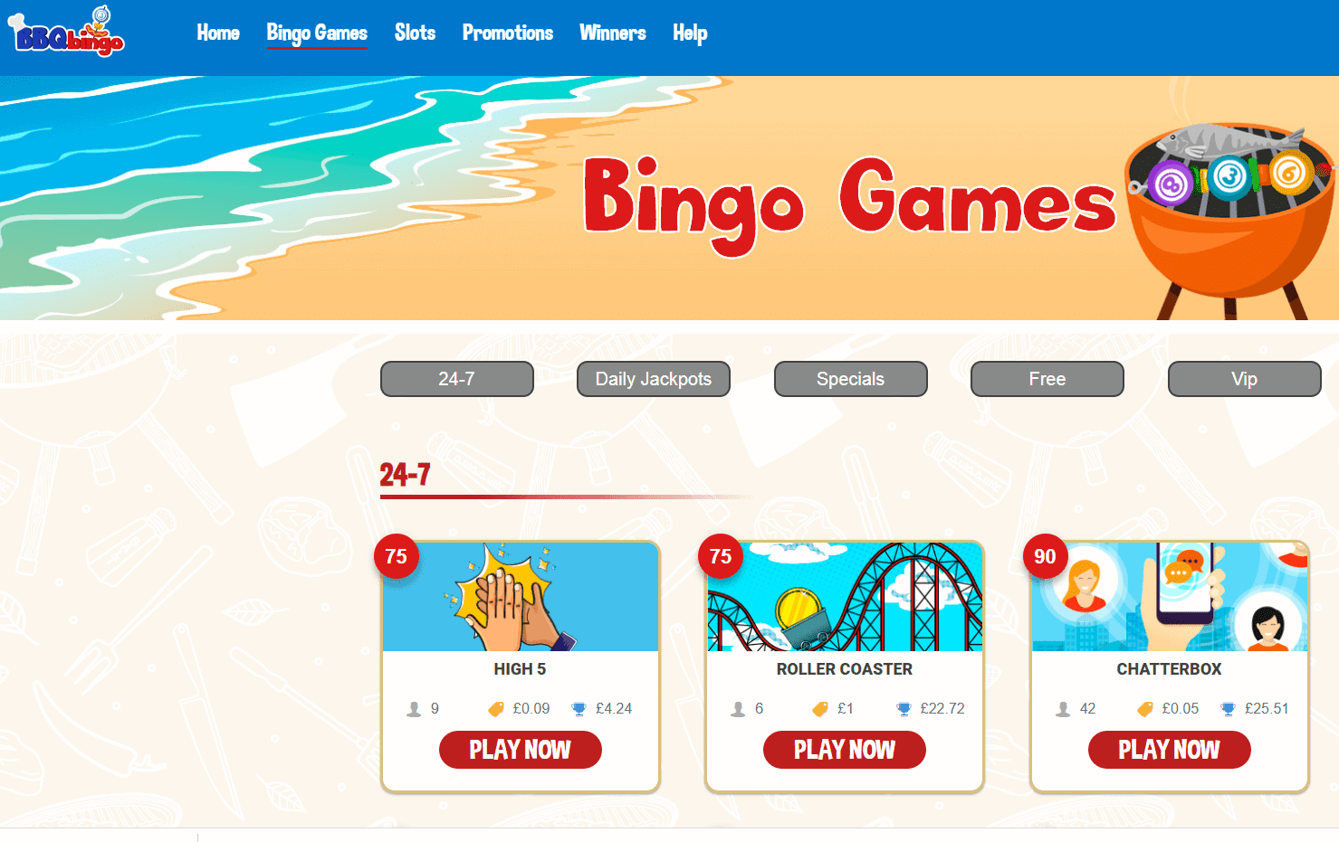 bbq bingo games 888 Casino games page