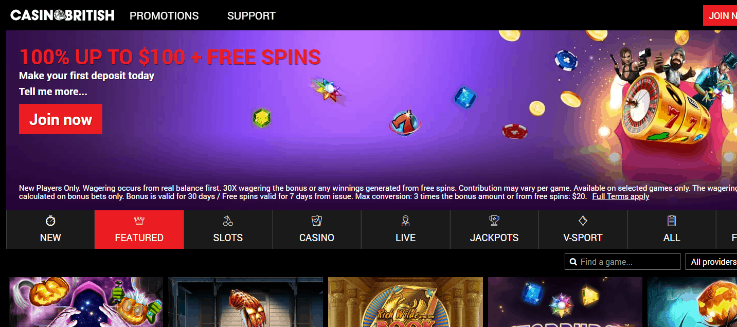 casino british promotion page