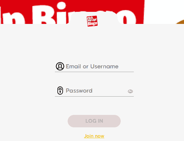 pick me up bingo login