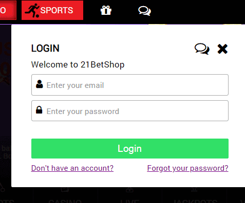 21 bet shop login