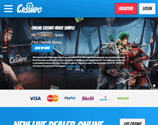 Casimpo front page