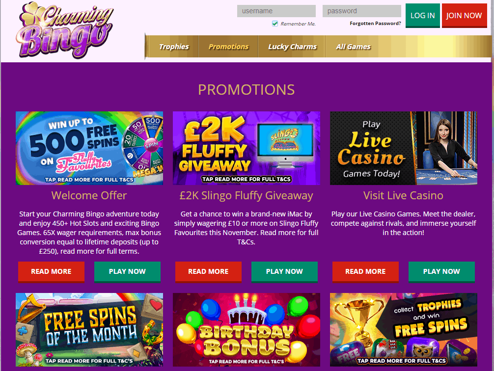 Charming Bingo Promotions