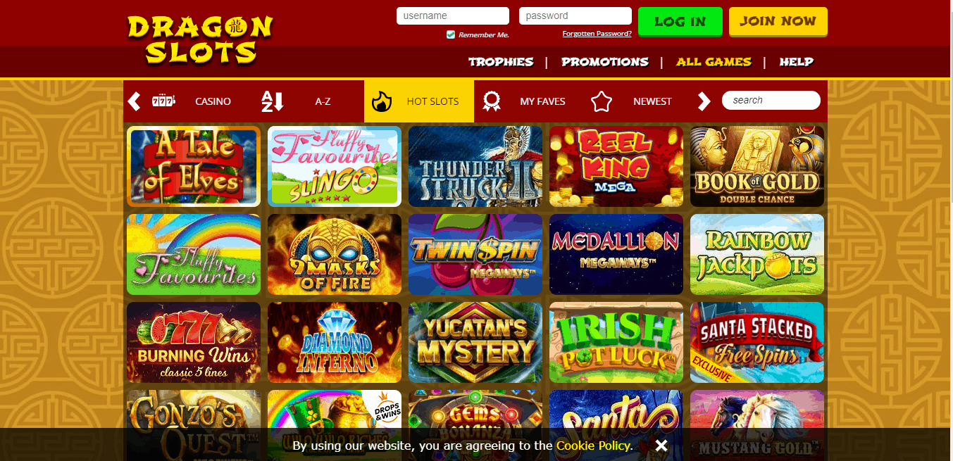 Dragon Slots game page