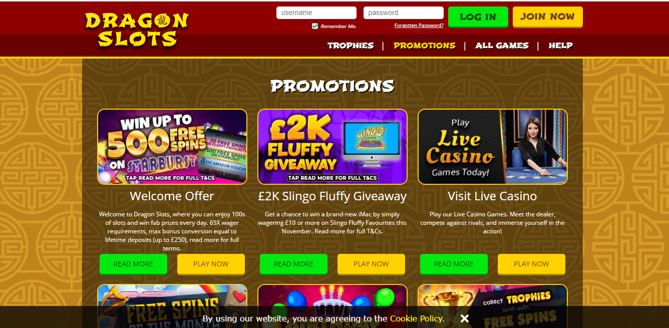 Dragon Slots promotion page