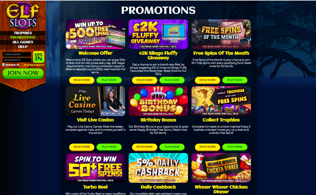 Elf Slots promotions