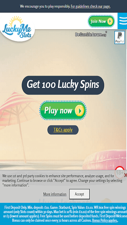 LuckyMeSlots home mobile