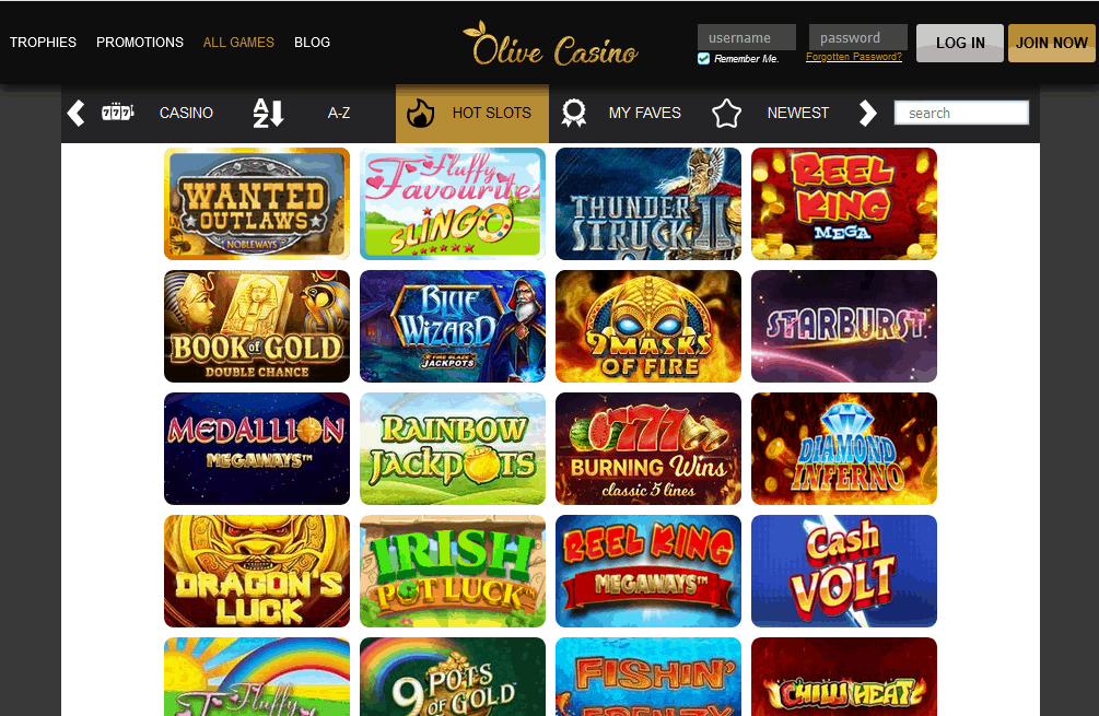 Olive Casino games