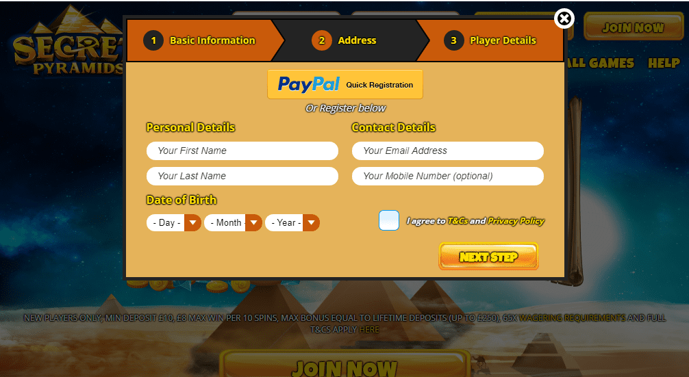 Secret Pyramids signup Secret Pyramids signup