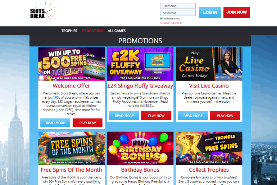 Slots Break promotions