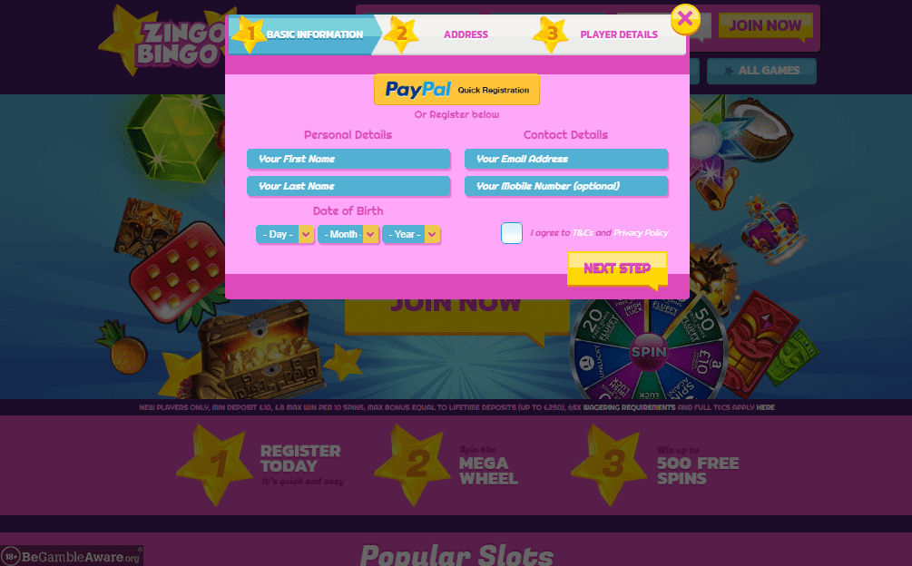 Zingo Bingo signup Zingo Bingo signup