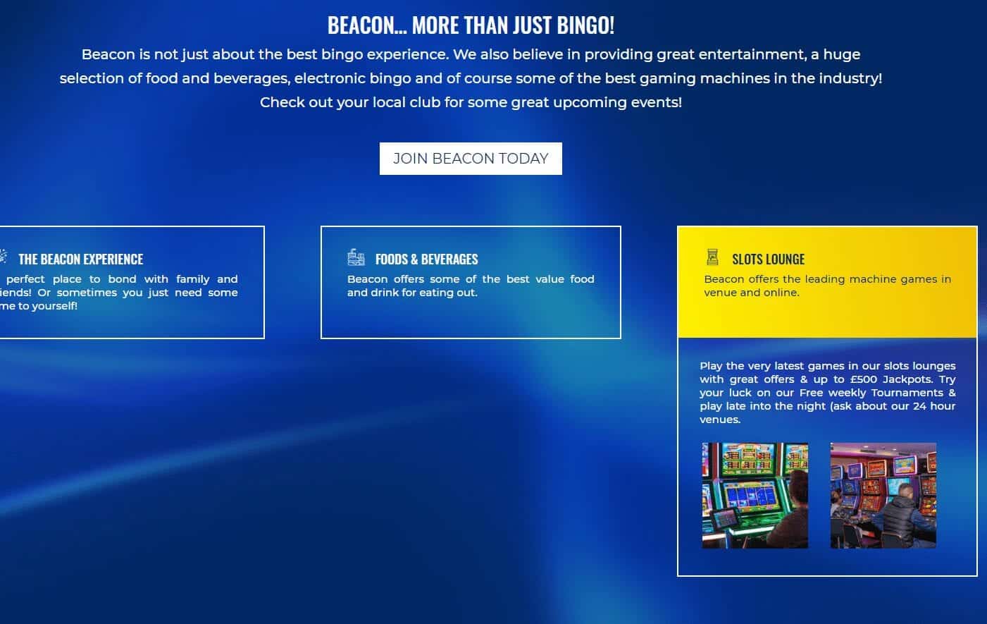 Beacon Bingo Sing up page