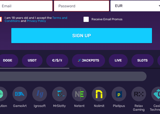 bitcoin casino sign up