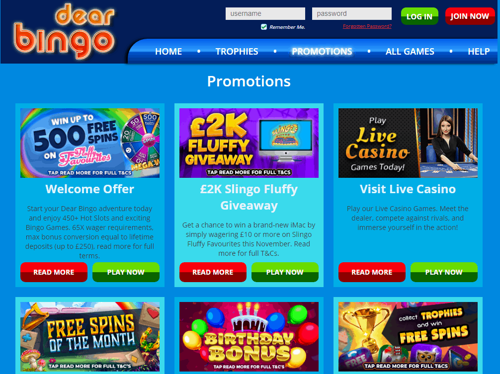 dear bingo Promotions