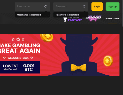 All British Casino login page