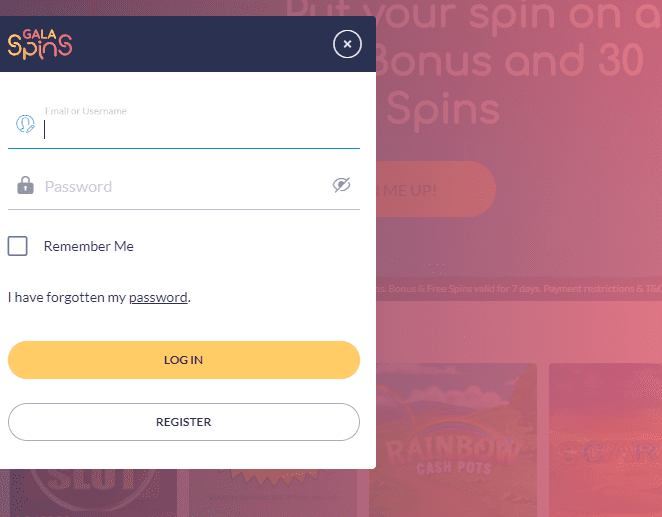 gala spins login