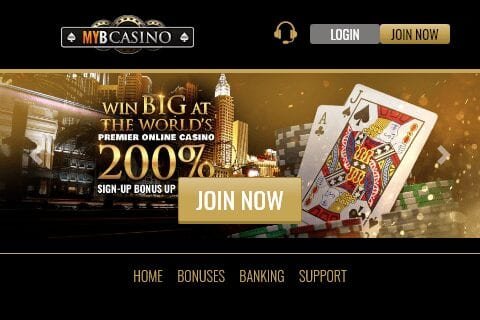 Myb Casino frontpage