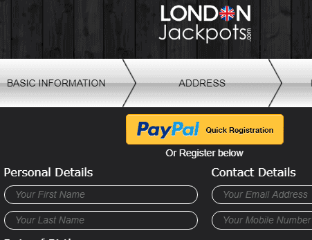 London Jackpots Signup