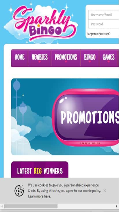 sparklybingo promo moible