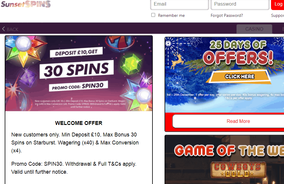 sunset spins promotions