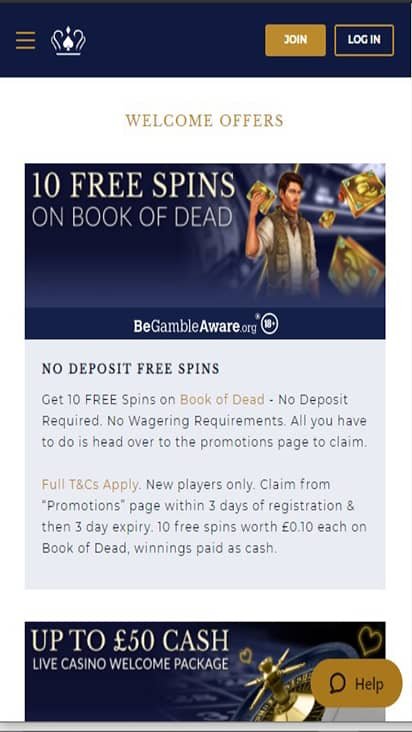 UK Casino promo mobile