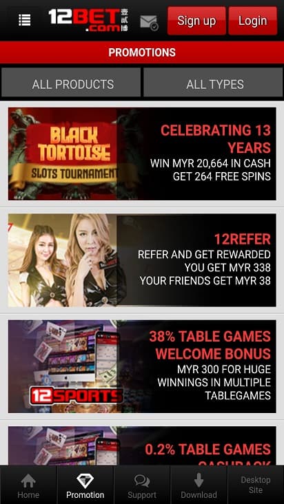 12-Bet Promotions Page