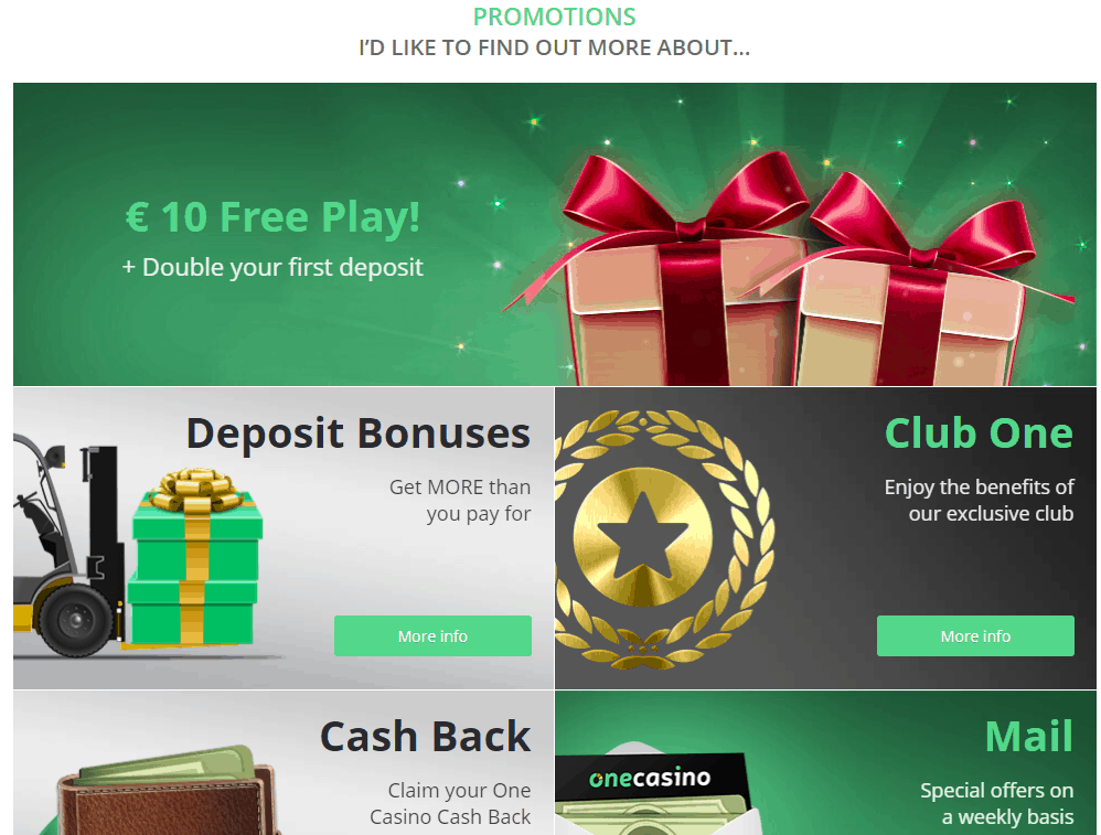 one casino promotions