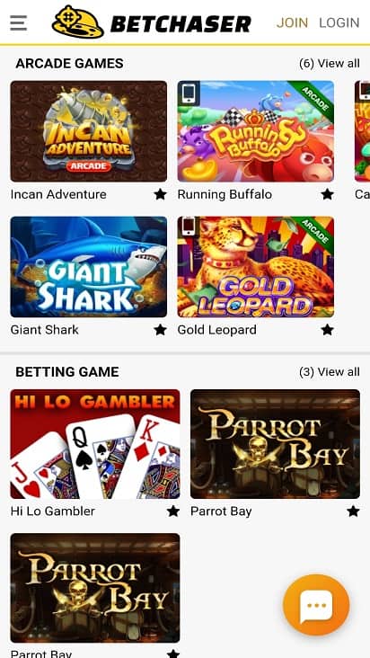 Betchaser games page