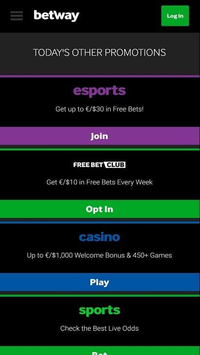 Betway Promotions page