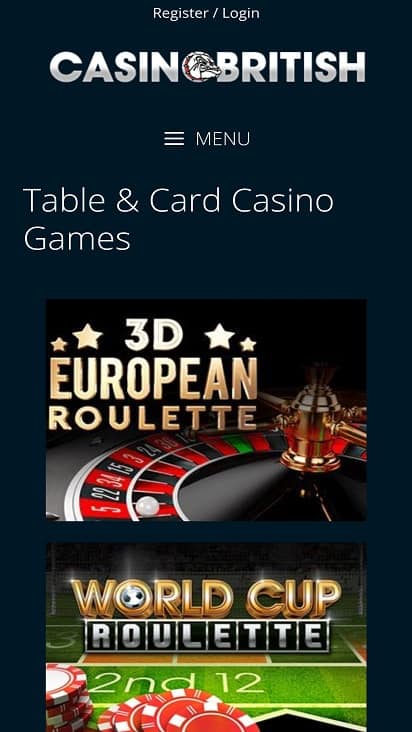 Casino British Games page