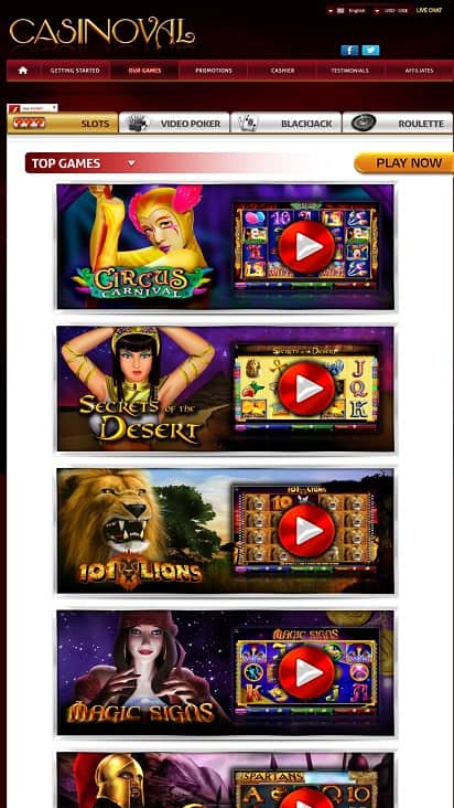 Casino val games page