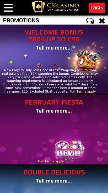 Ck casino promotions page