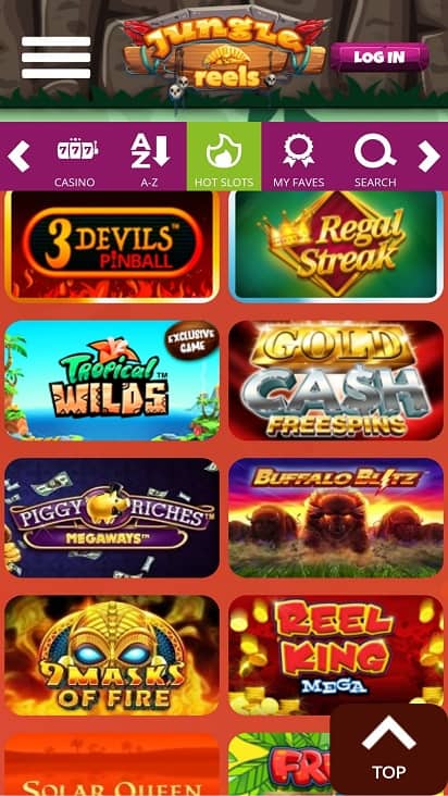 Jungle reels games page