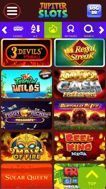 Jupiter slots games page