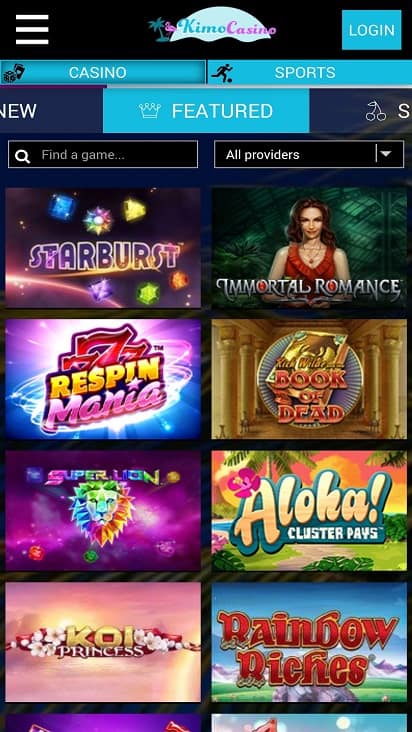 Kimo casino games page