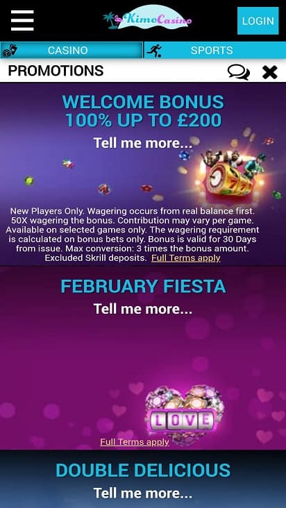 Kimo casino promotions page