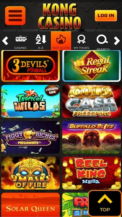 Kong casino games page