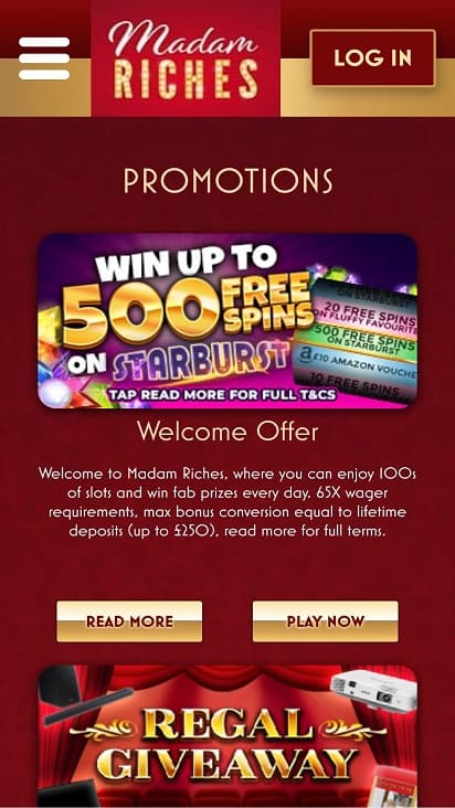 Madam riches promotions page