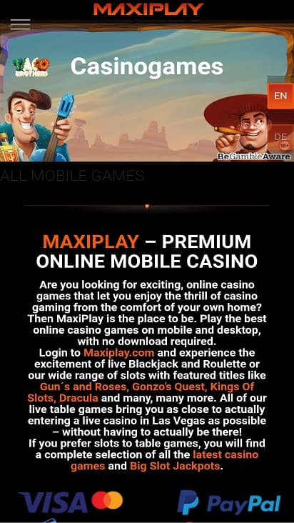 Maxi play games page