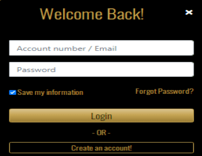 Myb Casino Login page