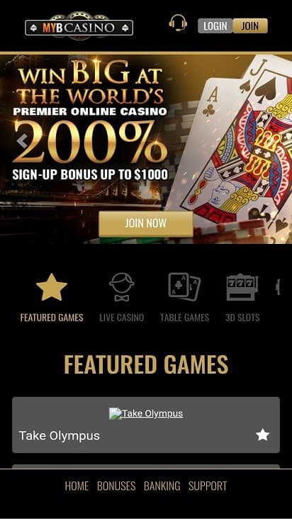 Myb casino home page