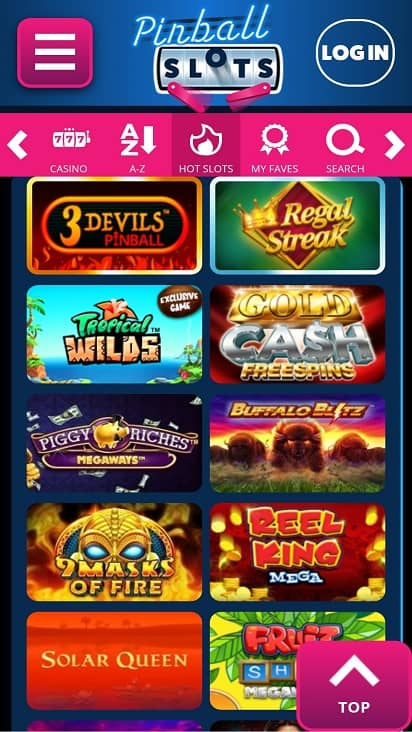 Pinball slots games page