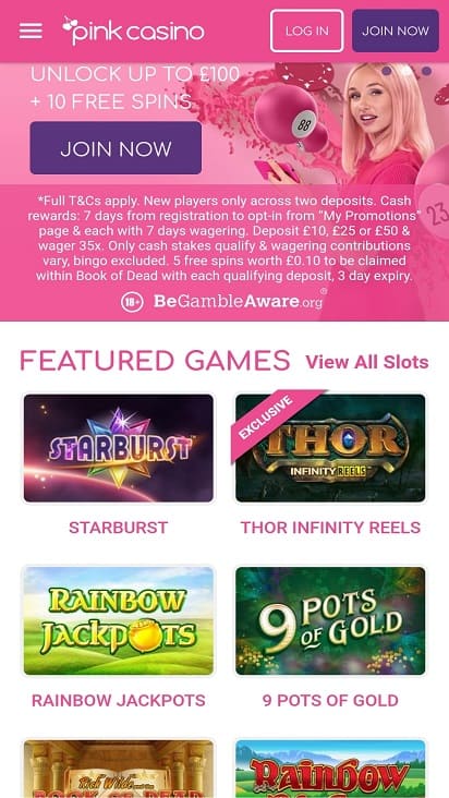 Pink casino home page