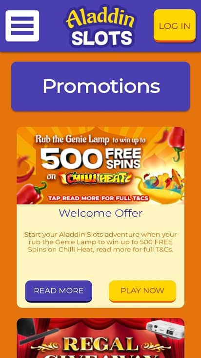 aladdin slots promotions page